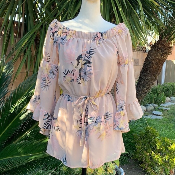 Hint of Blush | Across the Shoulder Romper - Picture 14 of 15